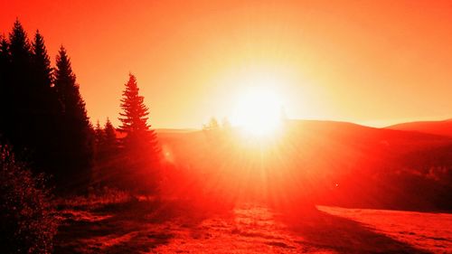 Scenic view of landscape against sky during sunset