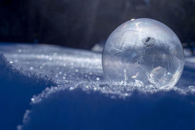 Close-up of glass against water