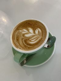 High angle view of cappuccino