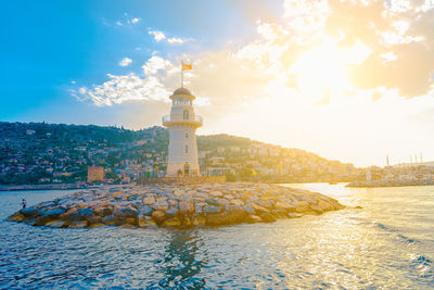 Lighthouse in sea