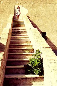 Man walking on steps