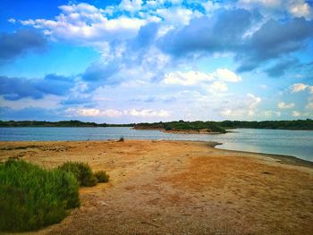 Scenic view of beach against sky