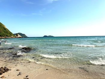 Scenic view of sea against clear sky