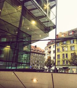 Illuminated buildings in city