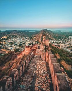 High angle view of fortified wall