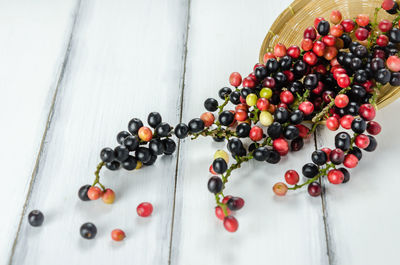 High angle view of fruits on table