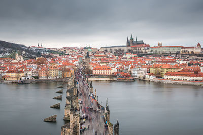 Charles bridge on vltava river in prague, czech republic