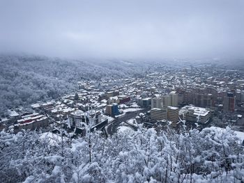 High angle view of townscape against sky