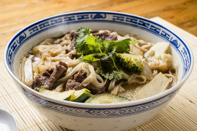 Close-up of food in bowl on table