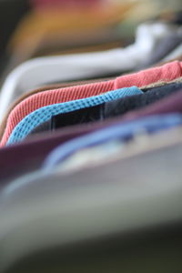 Close-up of multi colored clouth on table