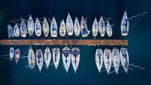 High angle view of illuminated lights