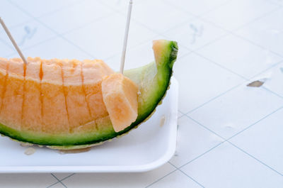 High angle view of fruit on table