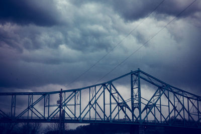 Low angle view of bridge against cloudy sky