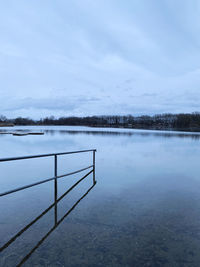 Scenic view of lake against sky during winter