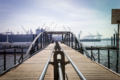 Bridge against sky at harbor