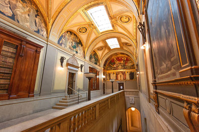 Low angle view of illuminated ceiling in building