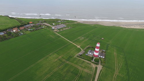 Aerial view of lighthouse on landscape at stalham