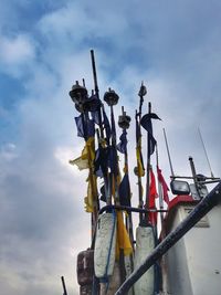 Low angle view of statue against sky