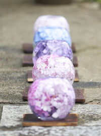 High angle view of stones on street