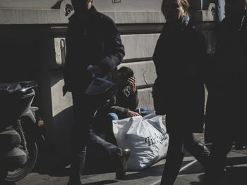 People walking in bus