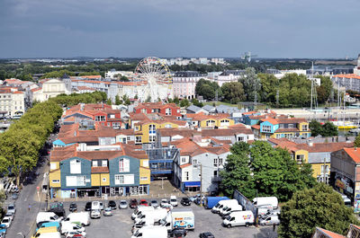 High angle view of townscape against sky