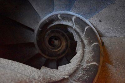 High angle view of spiral staircase