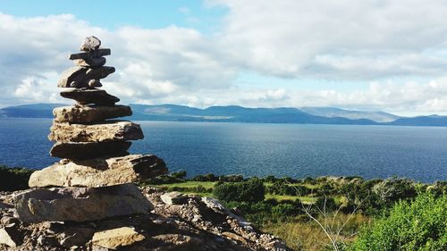 Scenic view of sea against cloudy sky