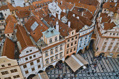 High angle view of buildings in city