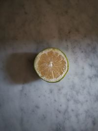 High angle view of lemon on table