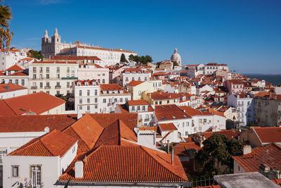 Panorama view - santa luzia viewpoint, with view to alfama old town - lisbon, portugal