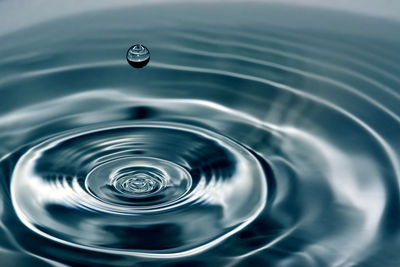 Close-up of drop falling in water