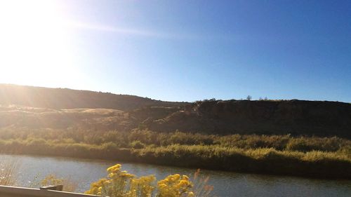 Scenic view of lake against clear sky