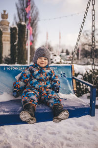 Close-up of stuffed toy on snow