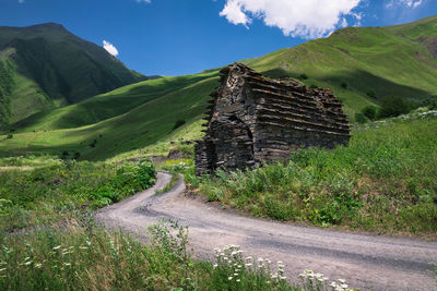 Road amidst green landscape against sky