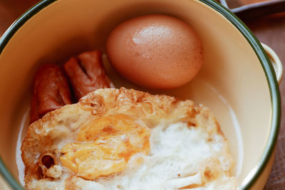 High angle view of breakfast in bowl