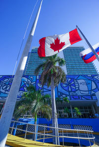 Low angle view of building against blue sky