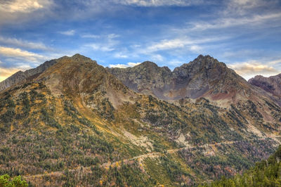 Scenic view of mountain range against sky