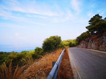 Road by trees against sky