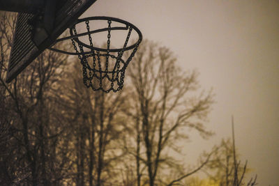 Low angle view of basketball hoop against sky