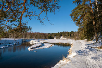 Scenic view of frozen lake against sky