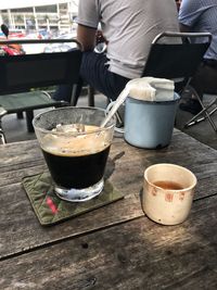 Close-up of coffee cup on table at cafe