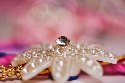 Close up of jewelry on table