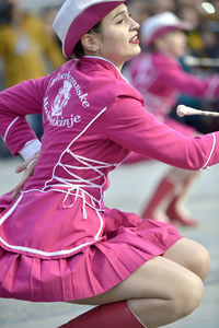 Side view of woman dancing