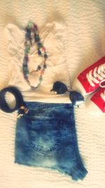 Close-up high angle view of paper