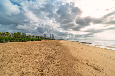 Scenic view of beach against sky