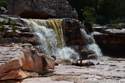 Scenic view of waterfall