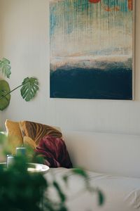 Potted plant on table at home