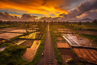 Scenic view of field against sky during sunset