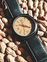 High angle view of human hand