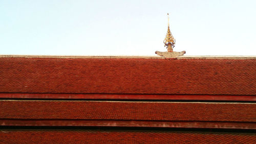 Low angle view of roof of building against clear sky